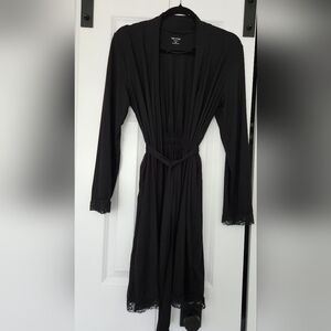 Black Long Sleeve Tie-Waist Dress